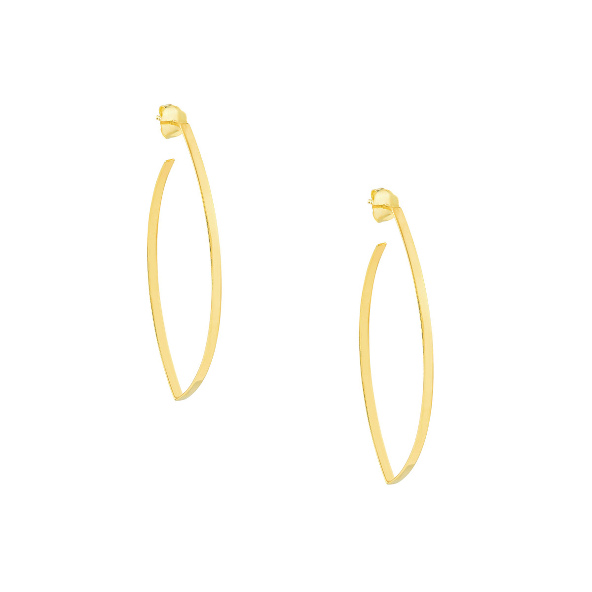 Wire Marquise Hoops 14K Yellow Gold Earrings - Post & Nut Back - by Dazyle