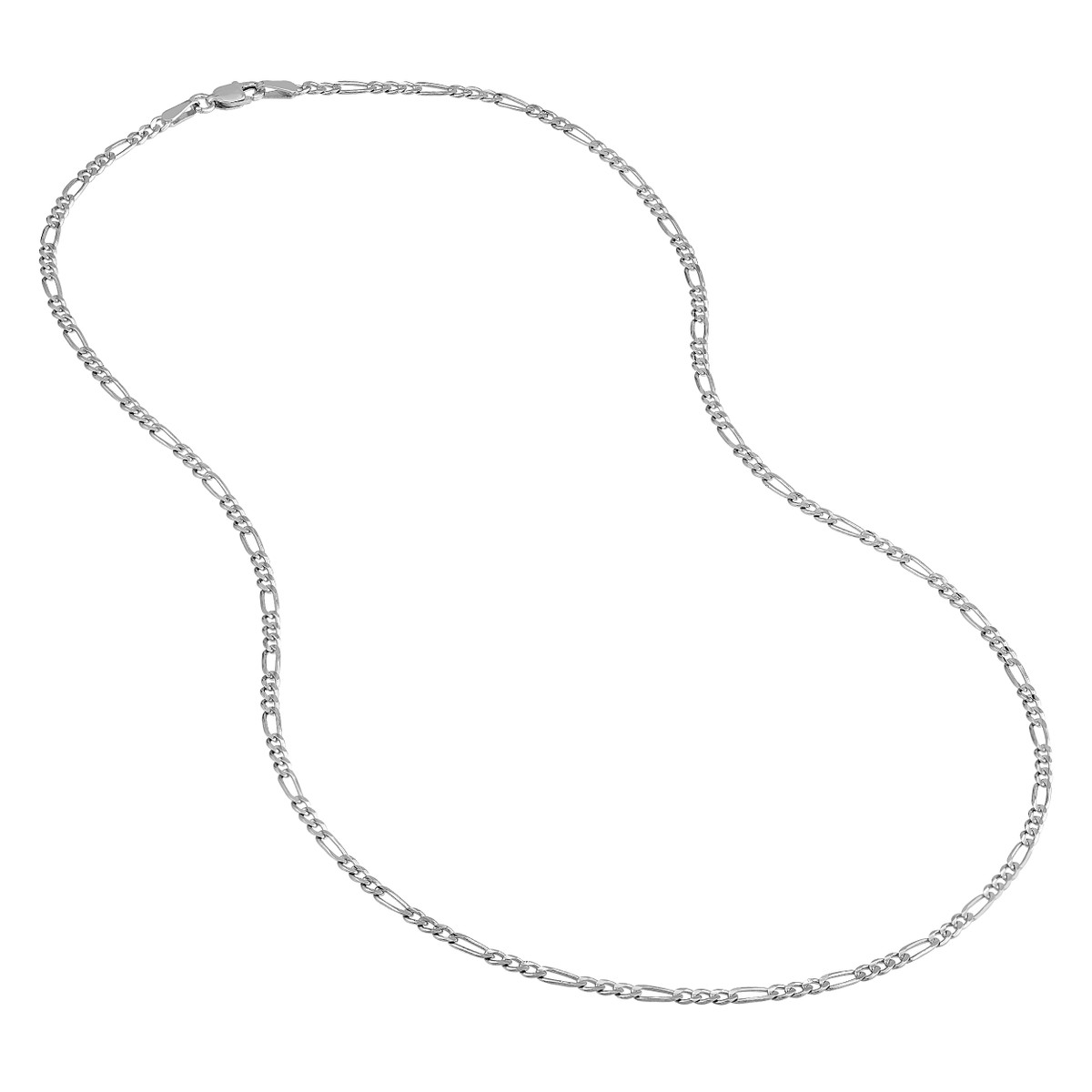 Sterling Silver 2.4mm Concave Figaro Chain with Lobster Lock - Sterling Silver 10-inch - by Dazyle - Image 3