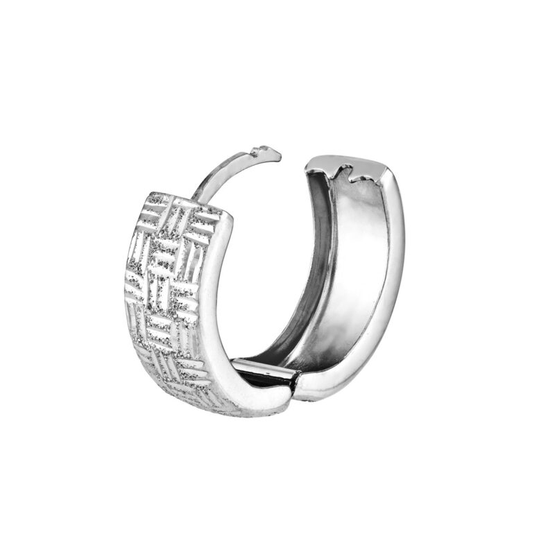 Sterling Silver Basketweave Pattern Hoop Earrings - Sterling Silver - by Dazyle - Image 3
