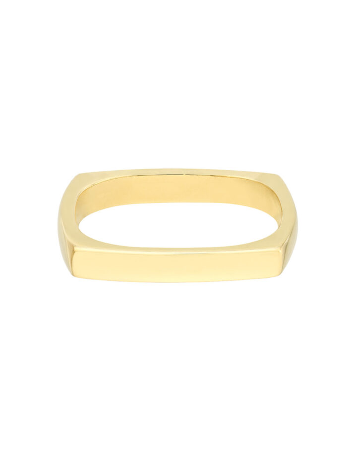 Bold Square Stack Ring - 14K Yellow Gold - Wedding Band - by Dazyle