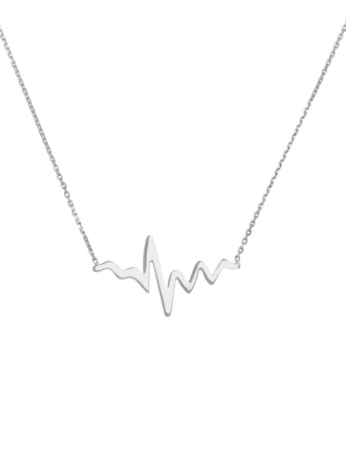 Heartbeat Necklace in Plated Sterling Silver - Adjustable 18 Inches - by Dazyle