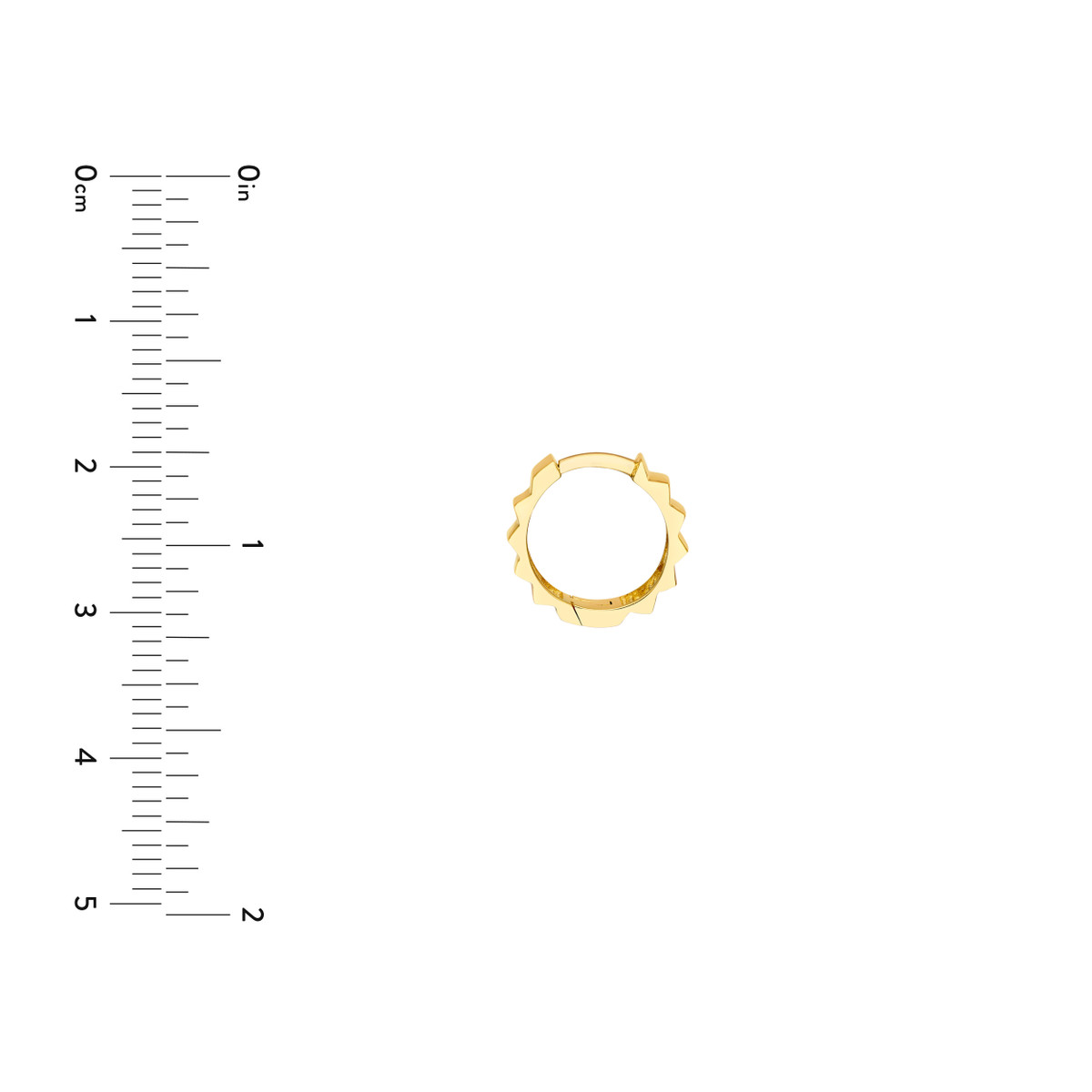 Ridged Polished Round Hoop Earrings - 14K Yellow Gold - by Dazyle - Image 5