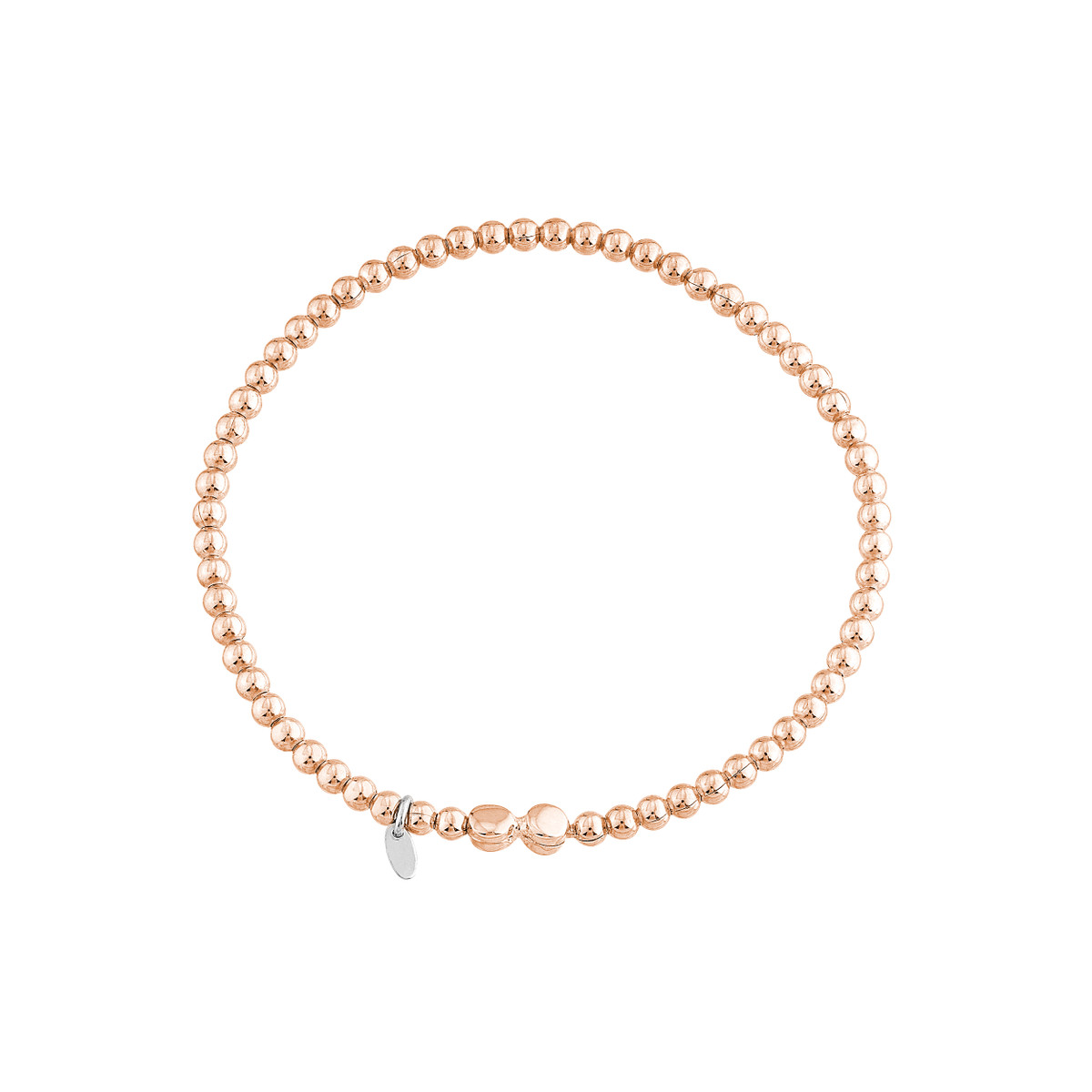 Sterling Silver Rose Gold Plated Stretch Bracelet - 3mm Beads - by Dazyle
