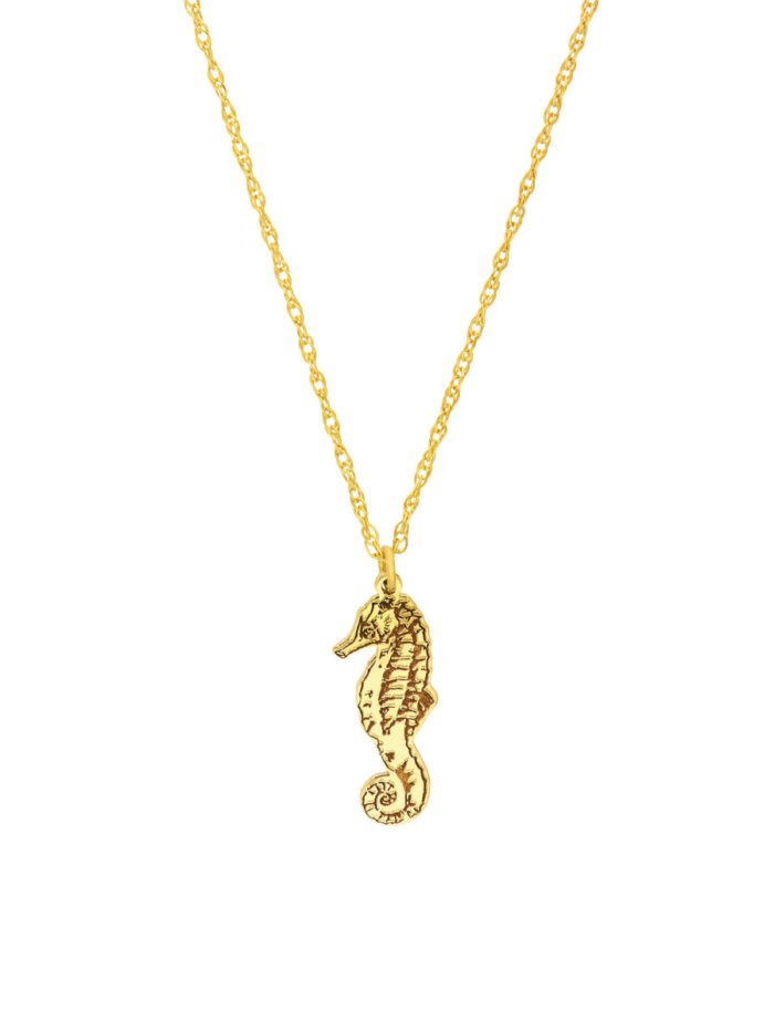 So You Seahorse Necklace - 14K Yellow Gold - Adjustable 16-18 Inch - by Dazyle