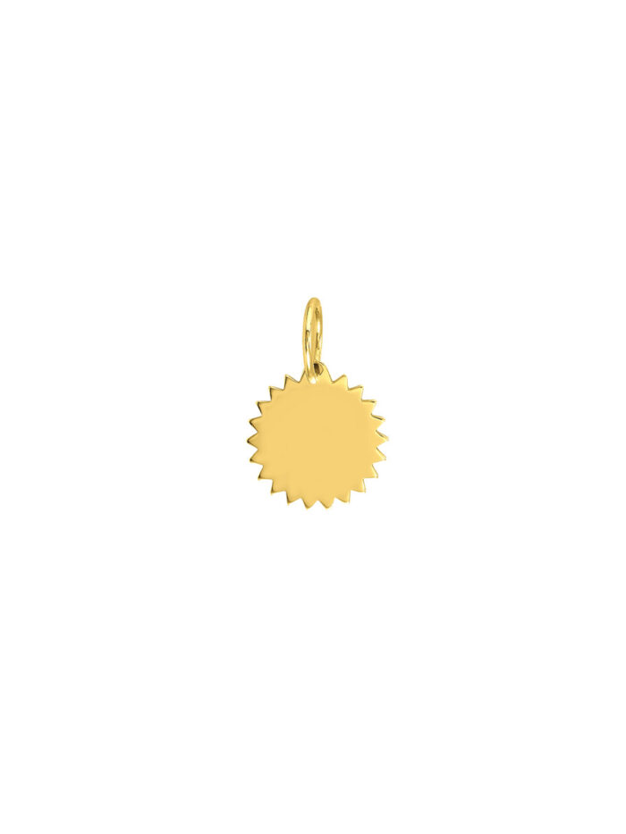 Small Jagged Circle Engravable Charm - 14K Yellow Gold - by Dazyle