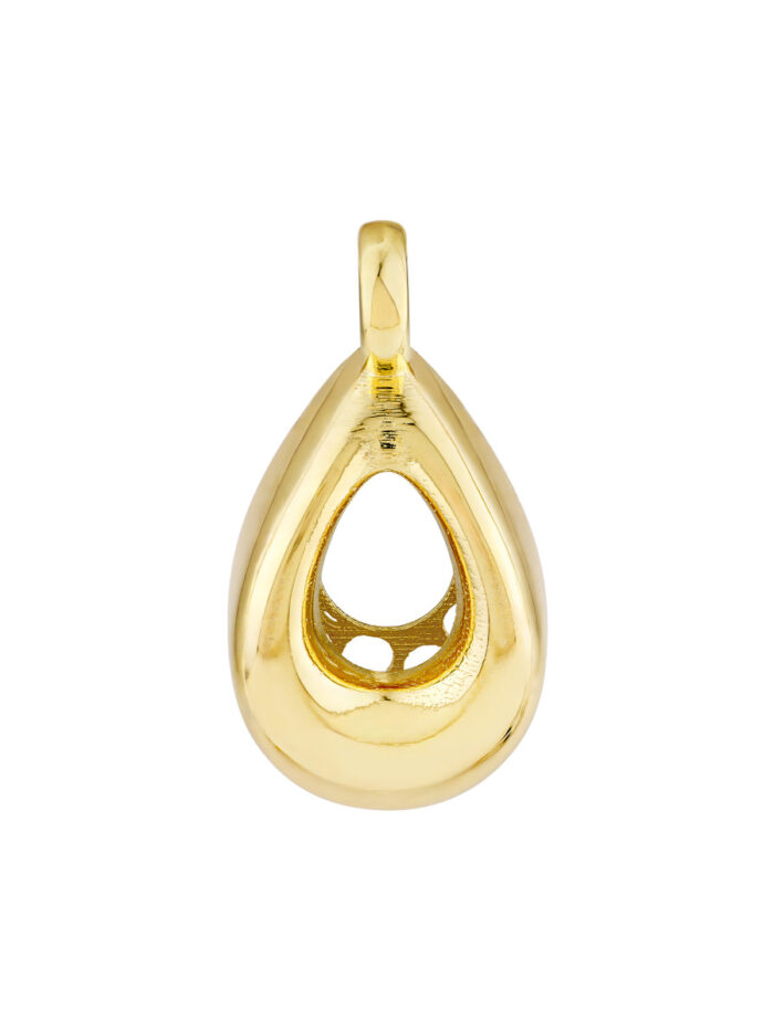 Open Teardrop Charm - 14K Yellow Gold Jump Ring Charm - by Dazyle