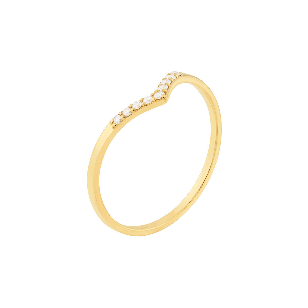 Diamond Chevron Ring 14K Yellow Gold - Sizes 6 7 8 - by Dazyle - Image 3