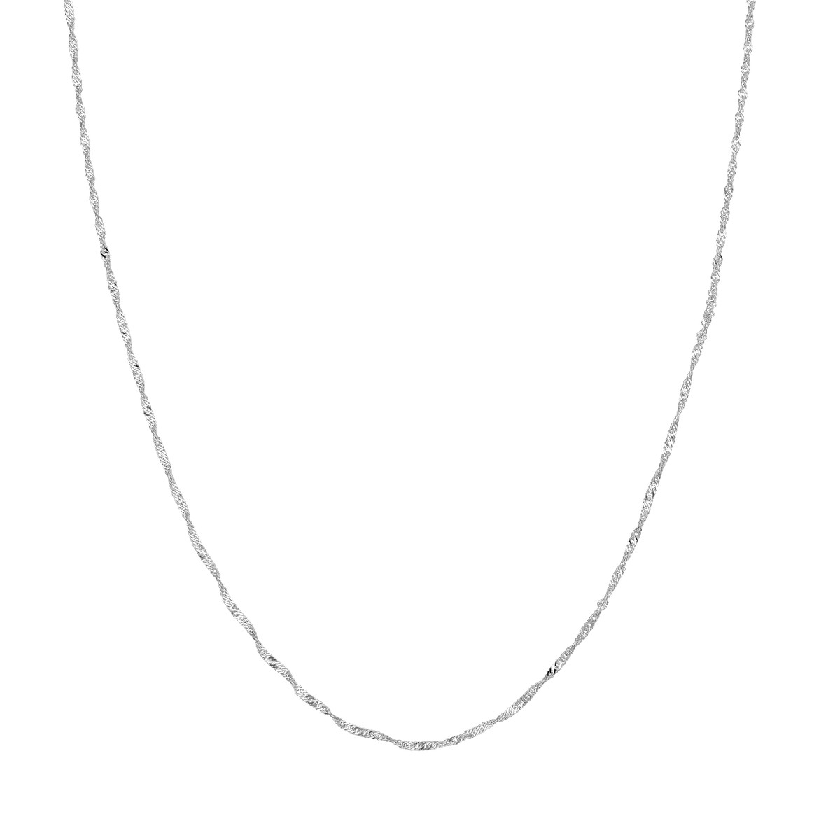 10K White Gold Singapore Chain with Spring Ring Closure - 1.4mm Width 16 Inch - by Dazyle