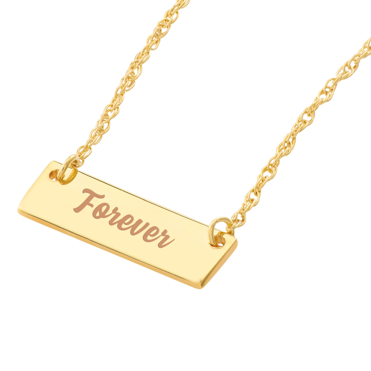 Engravable Mini Bar Pendant Necklace - 14K Yellow Gold Adjustable 16 to 18 Inches - by Dazyle - Image 3