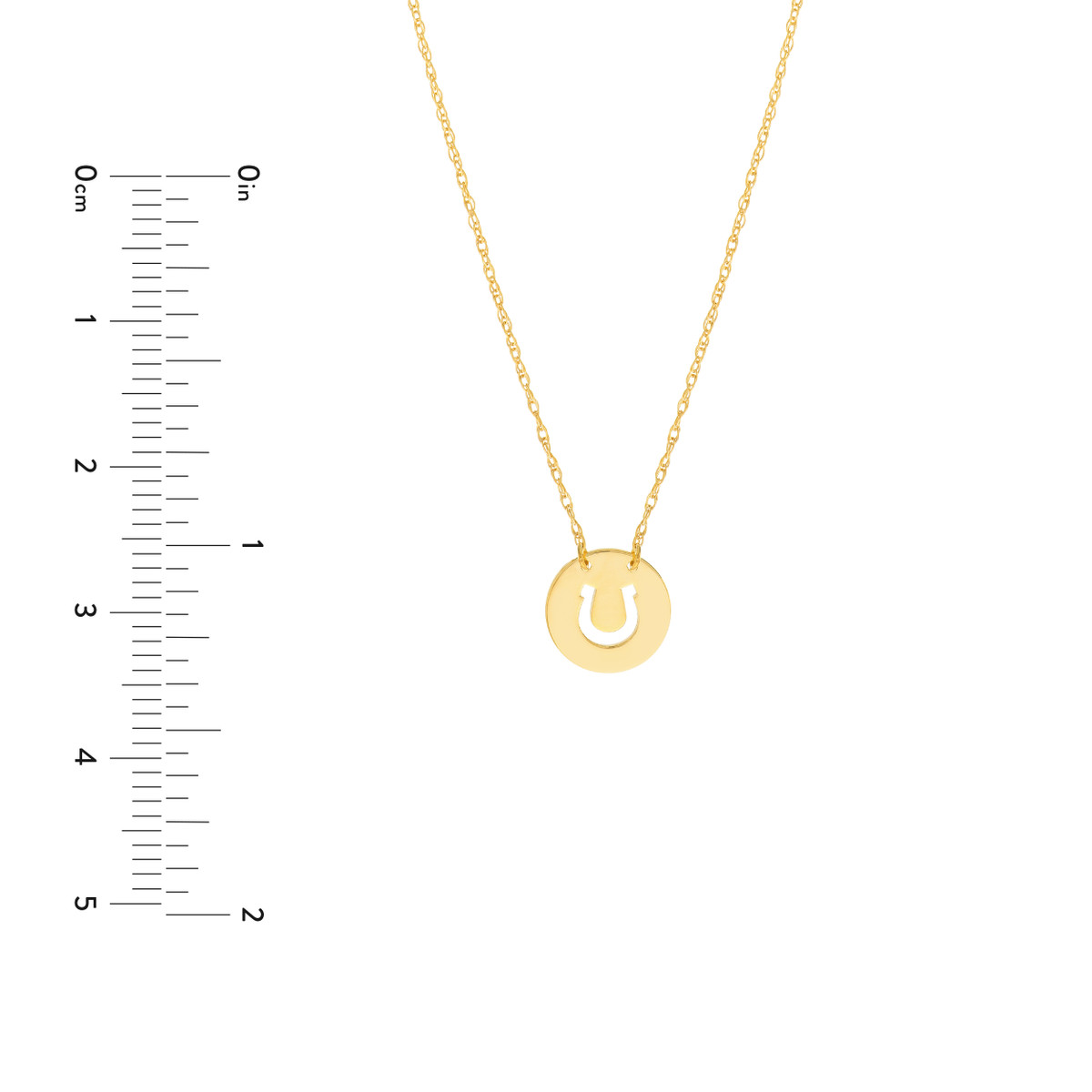 14K Yellow Gold Mini Disc Horseshoe Adjustable Necklace - 14K Yellow Gold 18 Inches - by Dazyle - Image 5