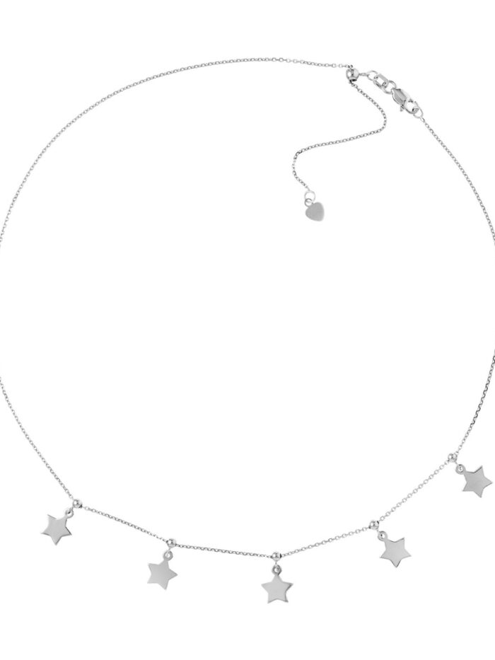 Sterling Silver Star Dangles Adjustable Choker Necklace - by Dazyle