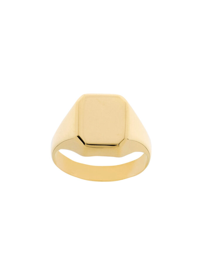Engravable Rectangle Signet Ring 14K Yellow Gold - by Dazyle