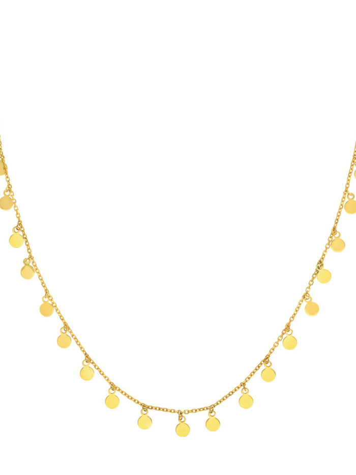 Mini Disc Dangle Adjustable Necklace - 14K Yellow Gold - by Dazyle
