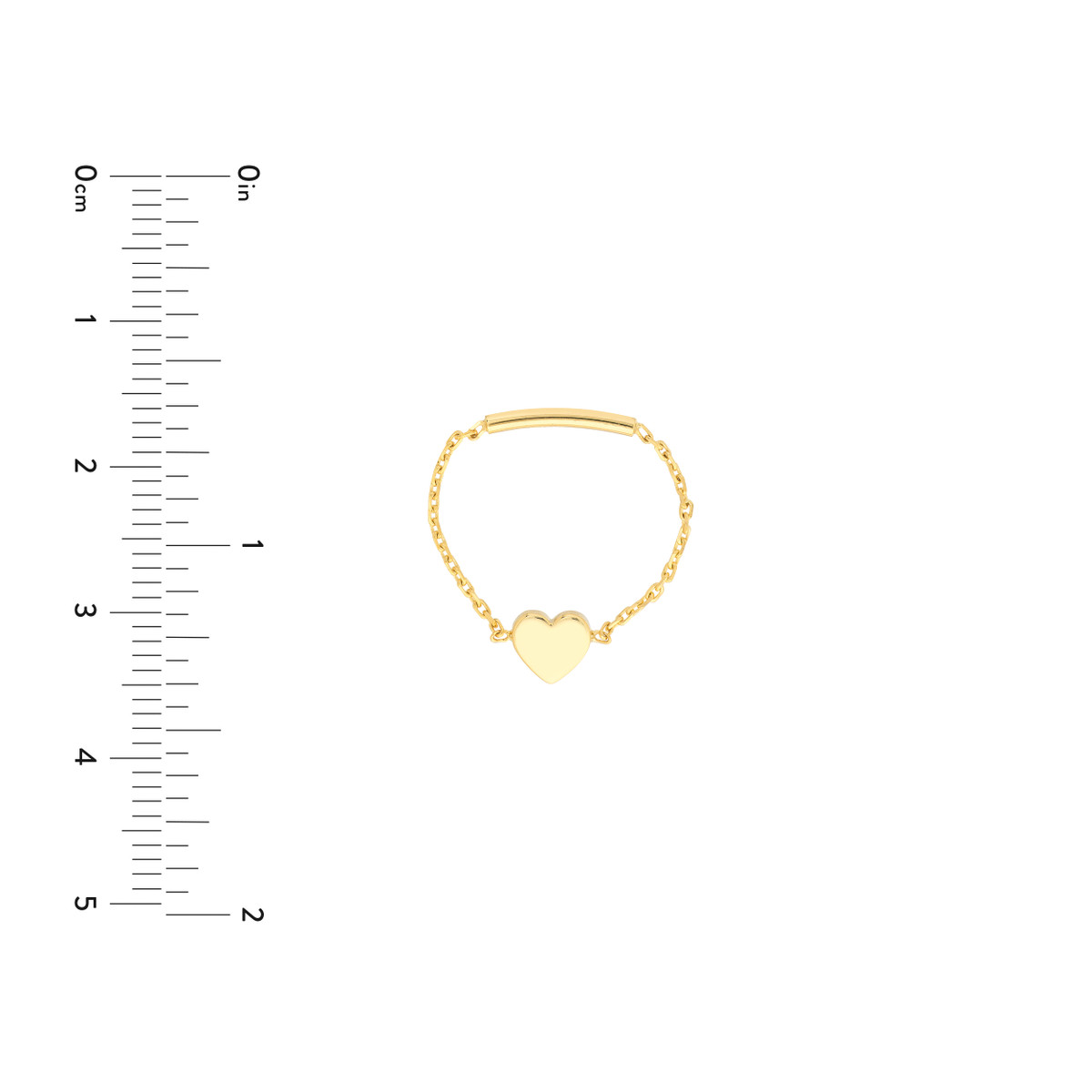 Mini Heart Ring on Chain with Sizing Bar - 14K Yellow Gold Adjustable - by Dazyle - Image 3