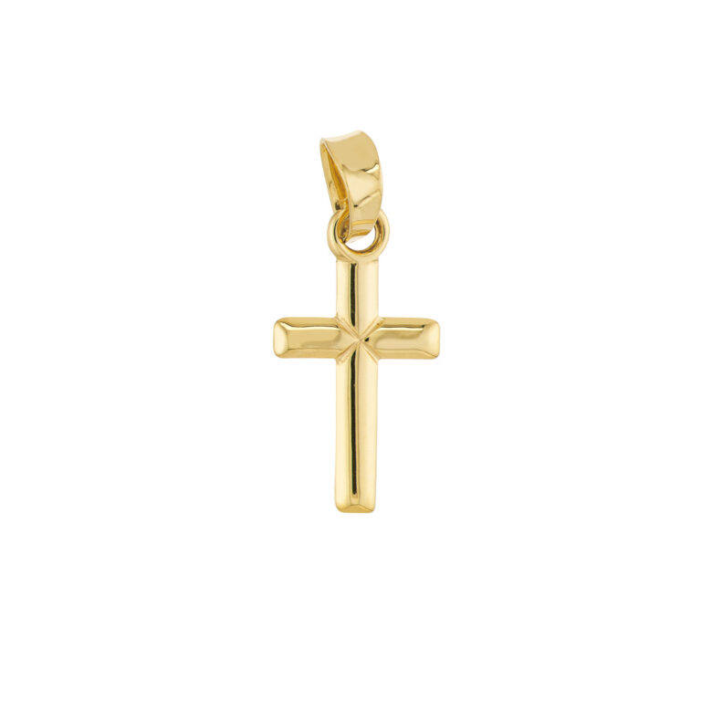 Small Cross Pendant in 14K Yellow Gold - by Dazyle