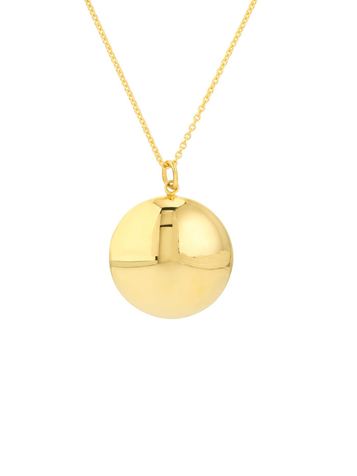 14K Yellow Gold Polished Bombe Circle Necklace - Adjustable 20 Inches - by Dazyle