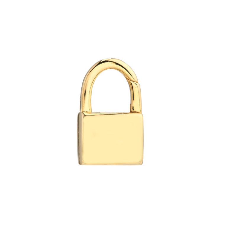 Padlock Shaped Push Lock Clasp - 14K Yellow Gold - by Dazyle
