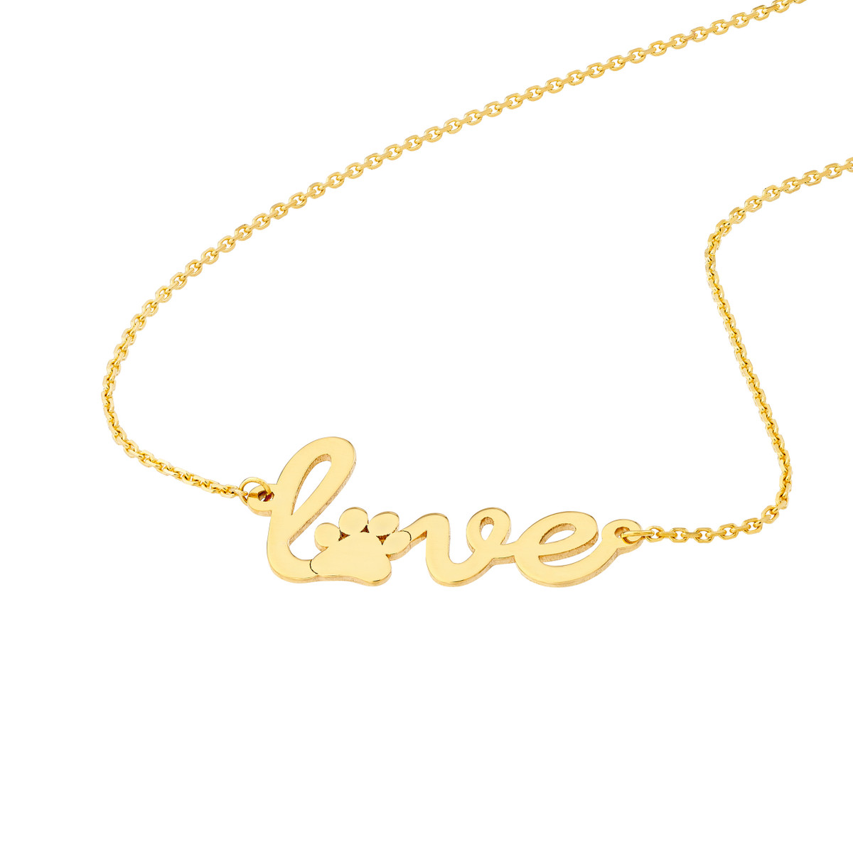 Love Paw Print Adjustable Necklace - 14K Yellow Gold 16-18 Inches - by Dazyle - Image 3