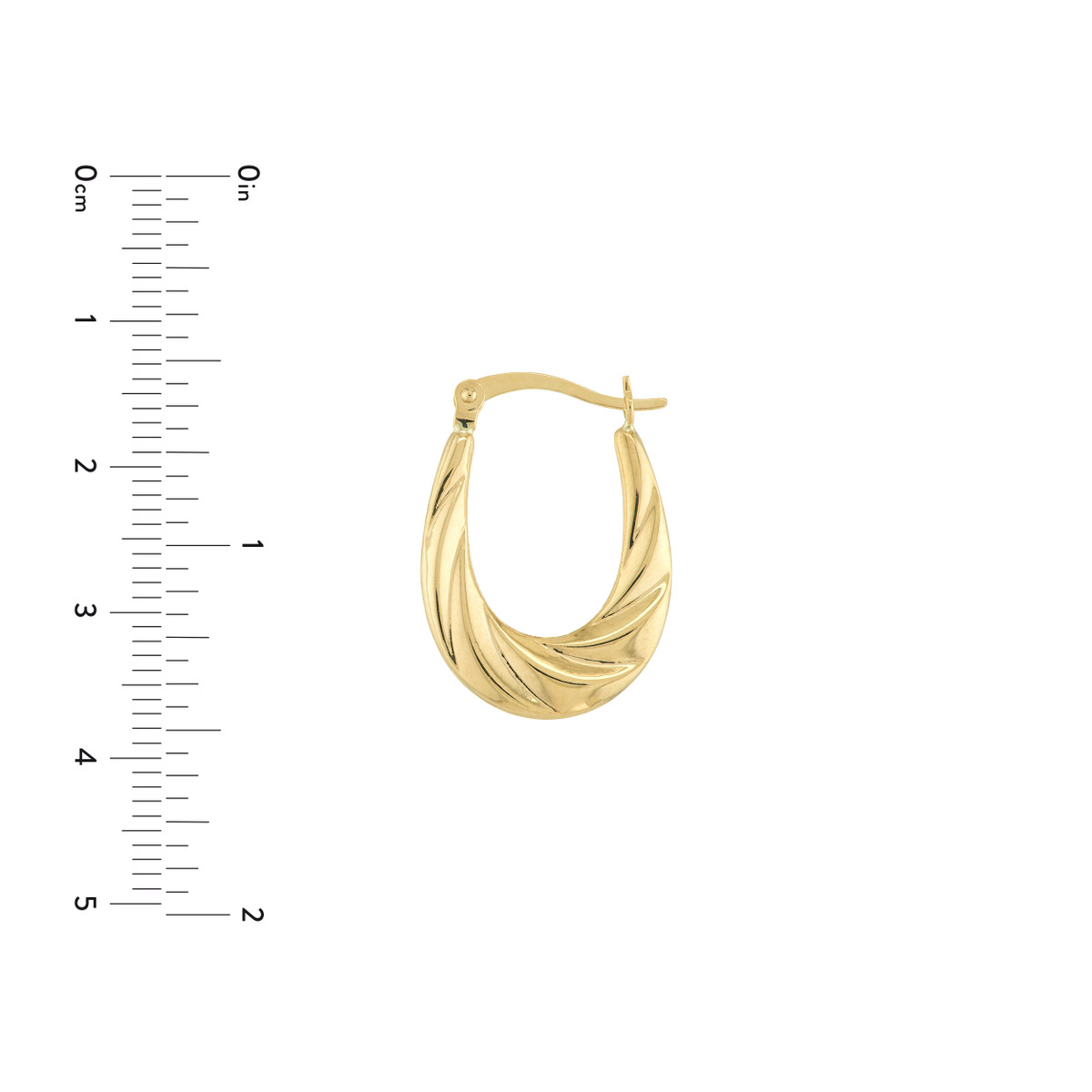Twisted Oval Hoop Earrings - 10K Yellow Gold Hinge Closure - by Dazyle - Image 4