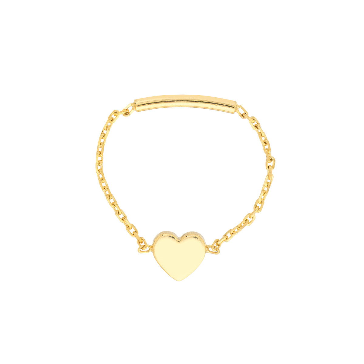 Mini Heart Ring on Chain with Sizing Bar - 14K Yellow Gold Adjustable - by Dazyle - Image 2