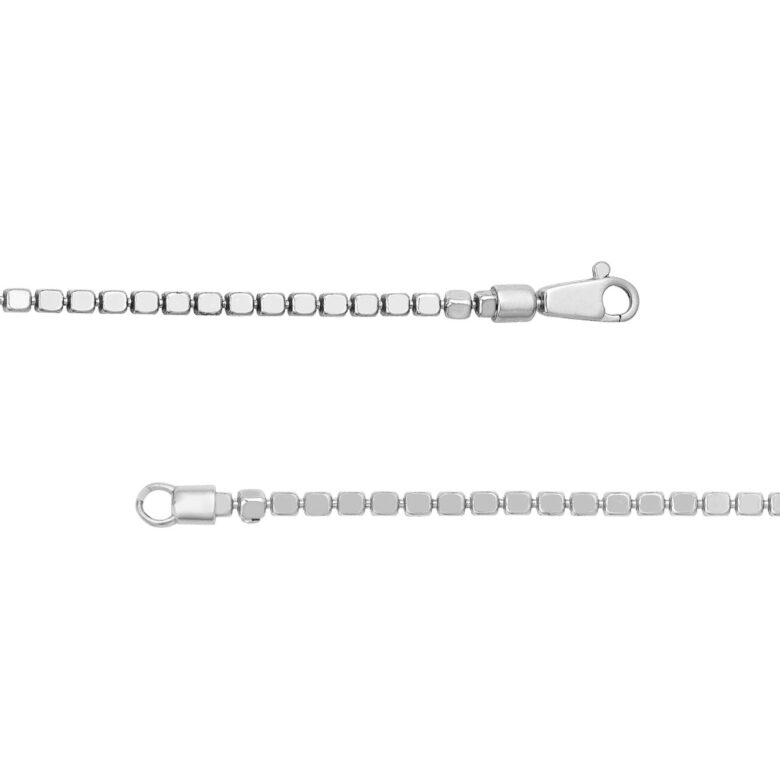 Sterling Silver 2.86mm Cube Chain Bracelet - Sterling Silver - 8 Inches - by Dazyle - Image 3
