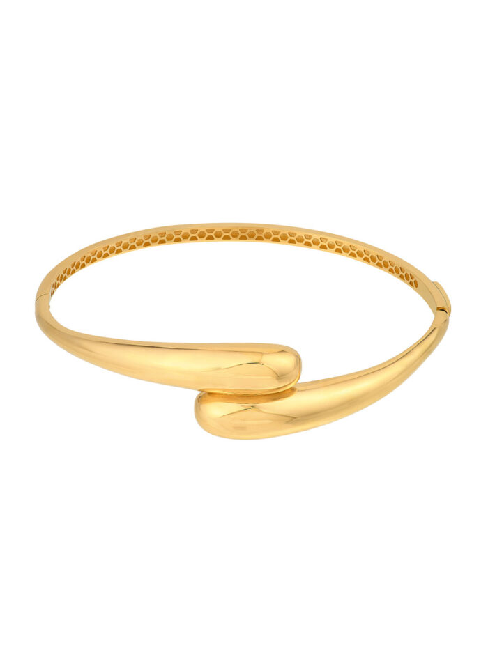 Bypass Polished Bangle Bracelet 14K Yellow Gold - by Dazyle