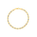 5.1mm Hollow 2T Star Valentino Bracelet - 14K Yellow & White Gold 7.25 Inch - by Dazyle