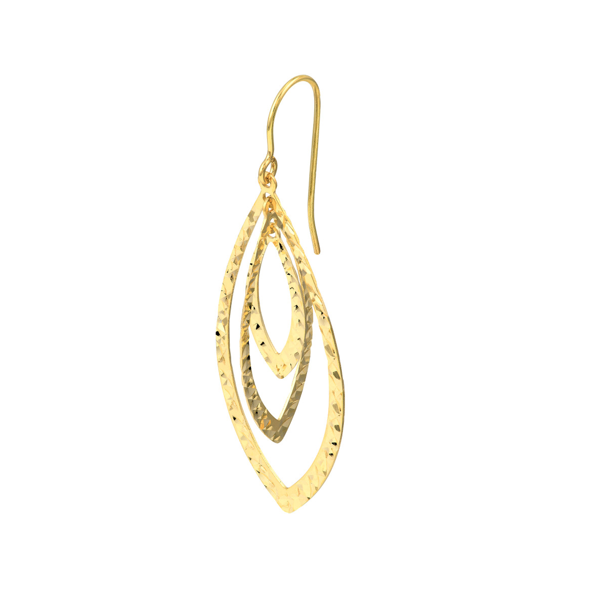 Triple Marquise Earrings on Fish Hook - 14K Yellow Gold - by Dazyle - Image 3