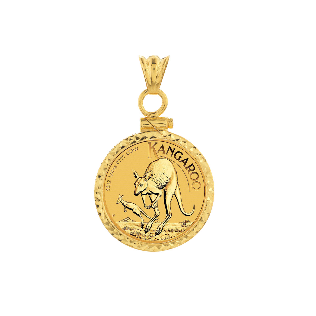 Australian Kangaroo Coin Bezel 1/4 Oz Diamond Cut - 14K Yellow Gold - by Dazyle - Image 3