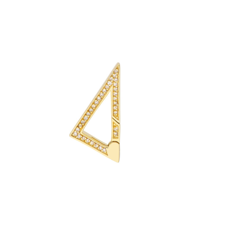 Diamond Triangle Push Lock - 1/6ctw Diamond - 14K Yellow Gold - by Dazyle
