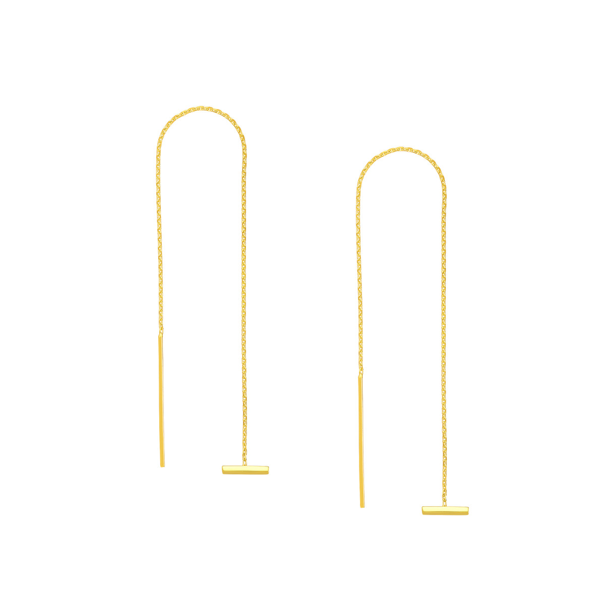 14K Yellow Gold Staple Bar Threader Earrings - by Dazyle