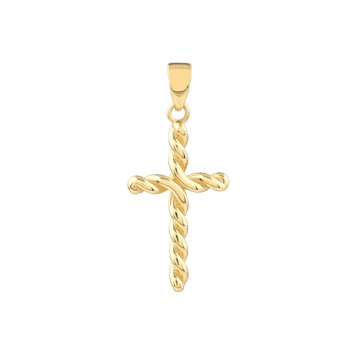 Small Twist Cross Pendant - 14K Yellow Gold - by Dazyle