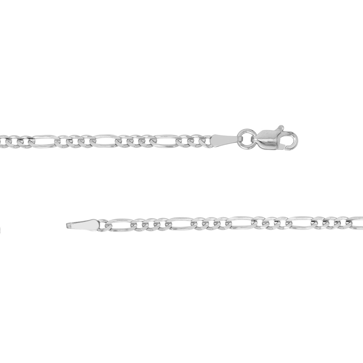 Sterling Silver 2.4mm Concave Figaro Chain with Lobster Lock - Sterling Silver 10-inch - by Dazyle - Image 4