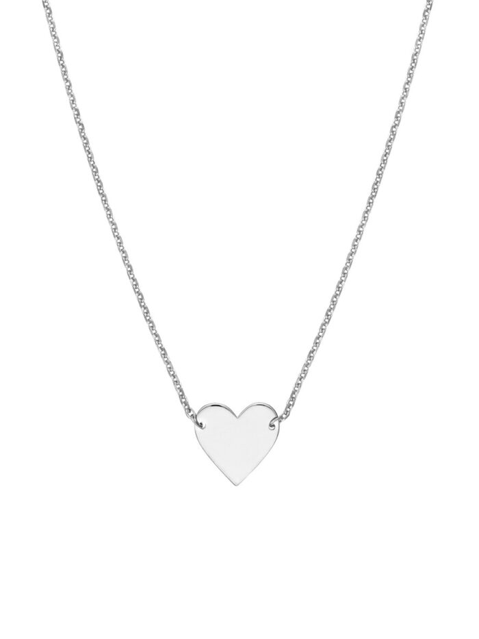 Plated Sterling Silver Polished Heart Necklace - Adjustable - by Dazyle