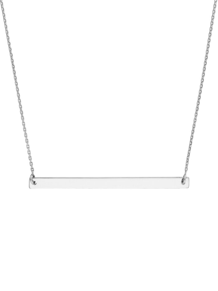 Thin Bar Adjustable Necklace - 14K White Gold 18 Inch - by Dazyle