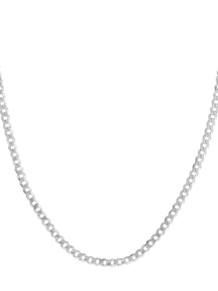 14K White Gold Curb Chain Lobster Lock Closure 4.5mm Width - 18 inches - by Dazyle