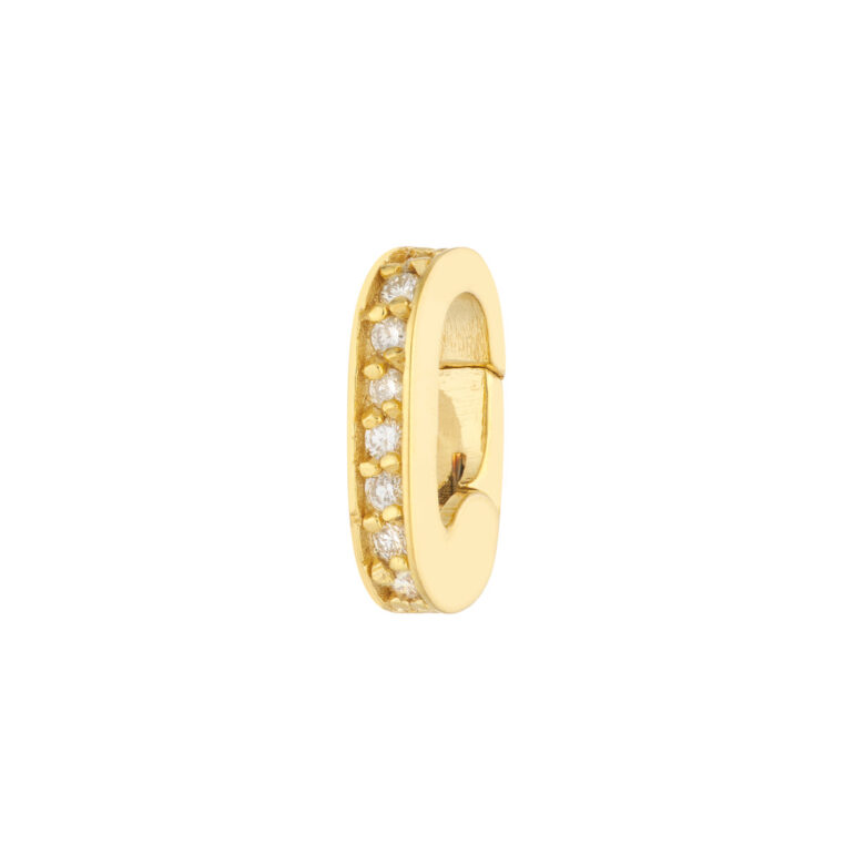 Mini Diamond Push Lock Pendant - 14K Yellow Gold - by Dazyle