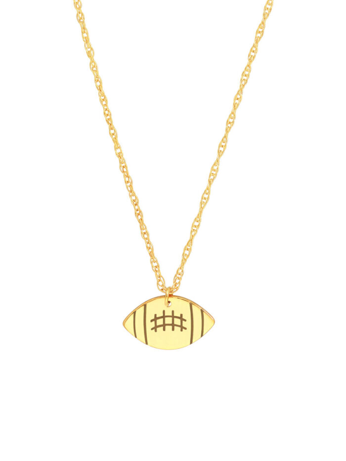 So You Mini Football Necklace - 14K Yellow Gold Adjustable - by Dazyle