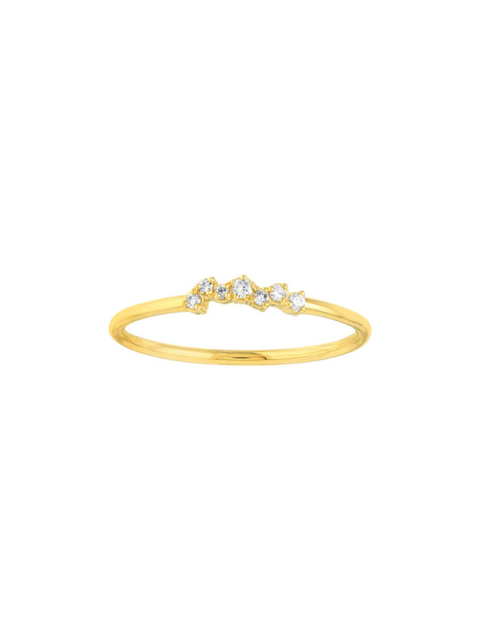 Fancy Diamond Cluster Ring 14K Yellow Gold Wedding Band - by Dazyle