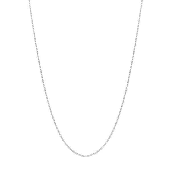 0.8mm Sterling Silver Box Chain Necklace w/Slider Bead - 22 Inch - by Dazyle