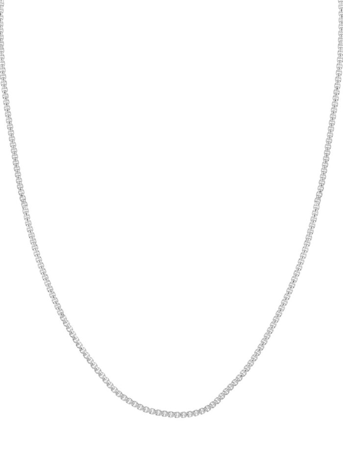 Sterling Silver Chain - 2.1mm Round Box Chain with Pear Lobster Lock - Sterling Silver - 10 Inches - by Dazyle