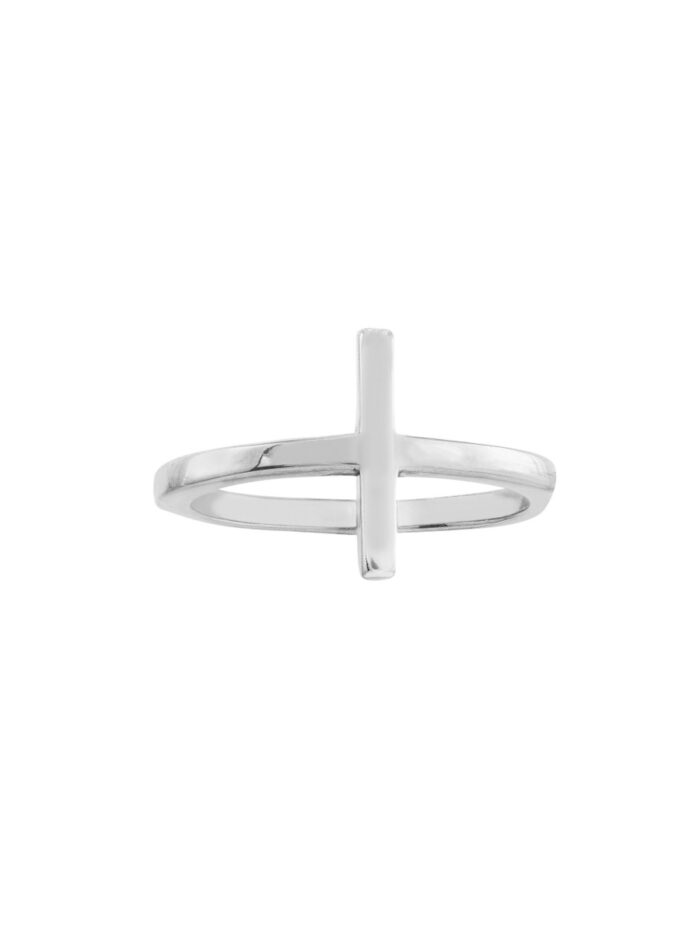 Sideways Cross Ring - Sterling Silver |Rhodium, Yellow Gold, or Rose Gold Plating - by Dazyle