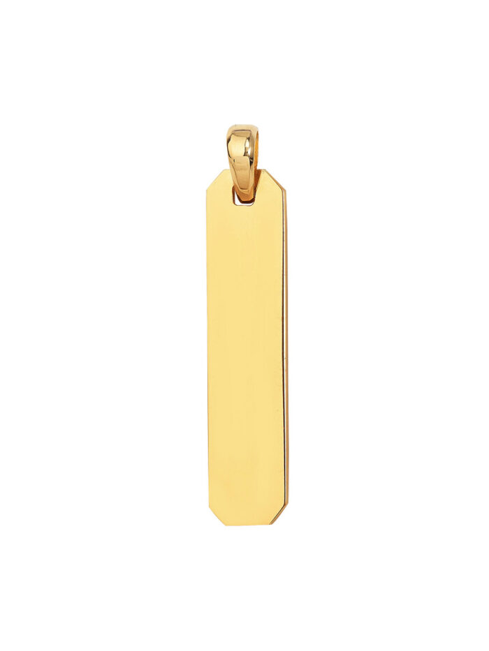 Fancy Elongated Octagon Bar Pendant - 14K Yellow Gold - by Dazyle