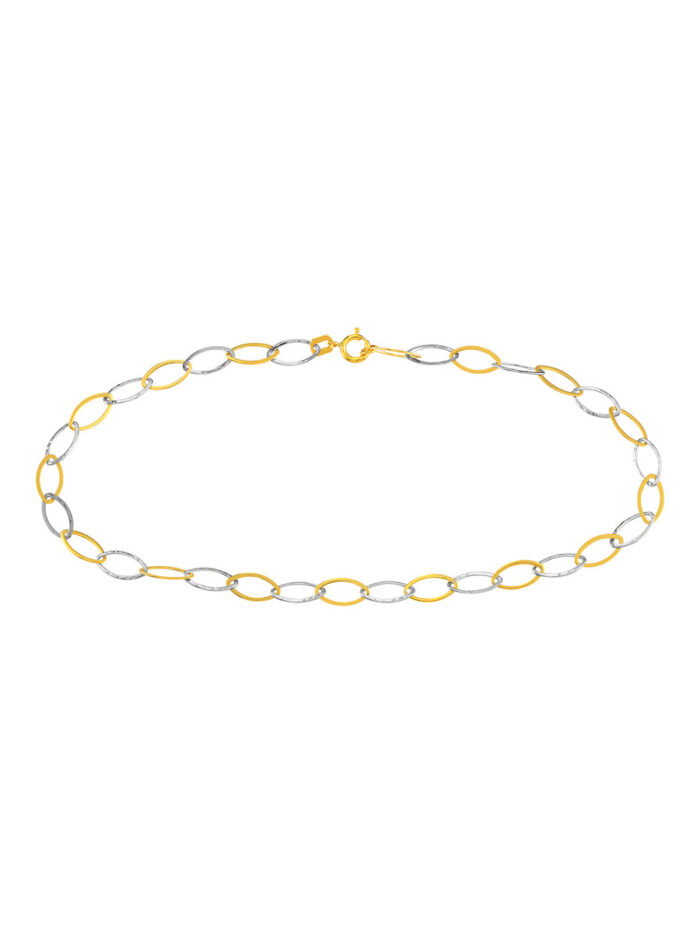 Two-Tone 14K Gold Anklet Stamping Link Chain - 10" - by Dazyle