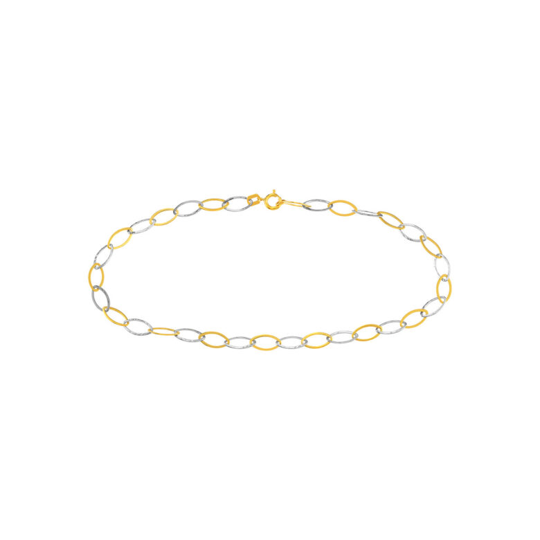 Two-Tone 14K Gold Anklet Stamping Link Chain - 10" - by Dazyle
