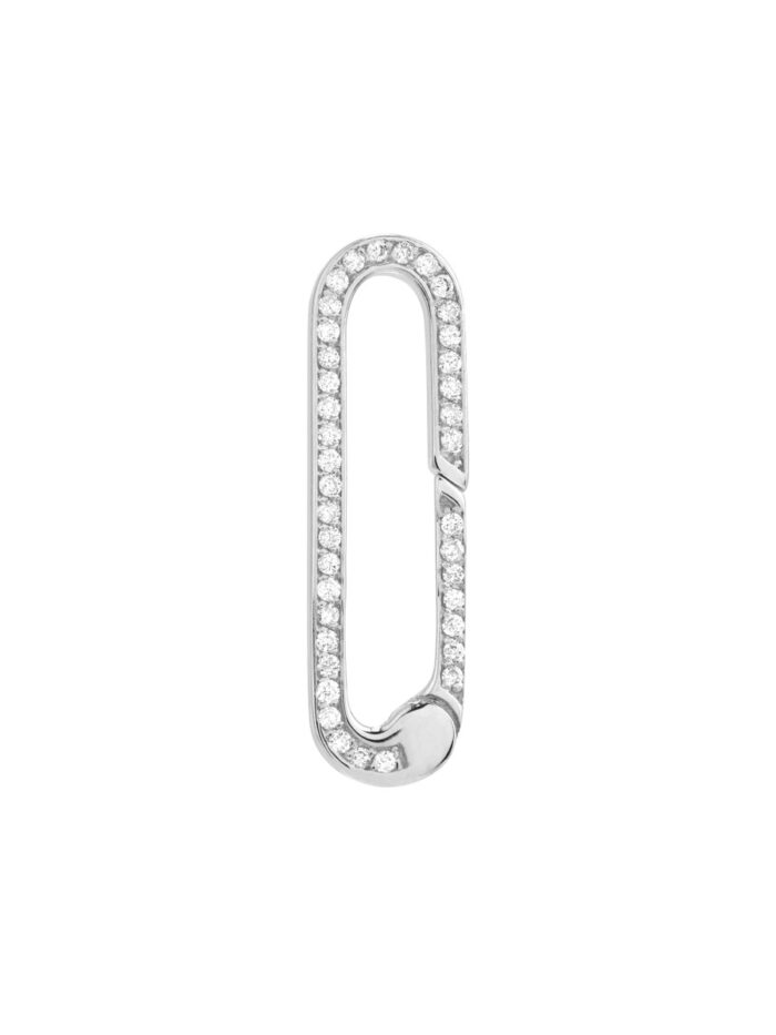Diamond Designer Push Clasp - 14K White Gold - by Dazyle