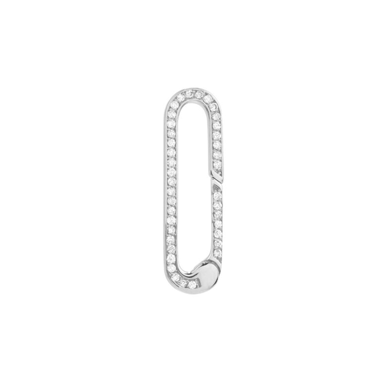 Diamond Designer Push Clasp - 14K White Gold - by Dazyle