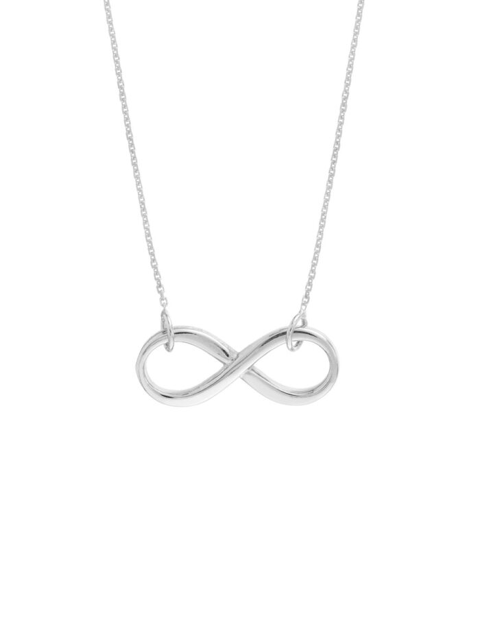 Infinity Symbol Necklace - Sterling Silver Rhodium and Gold Plated Adjustable Cable Chain - 18 Inch - by Dazyle