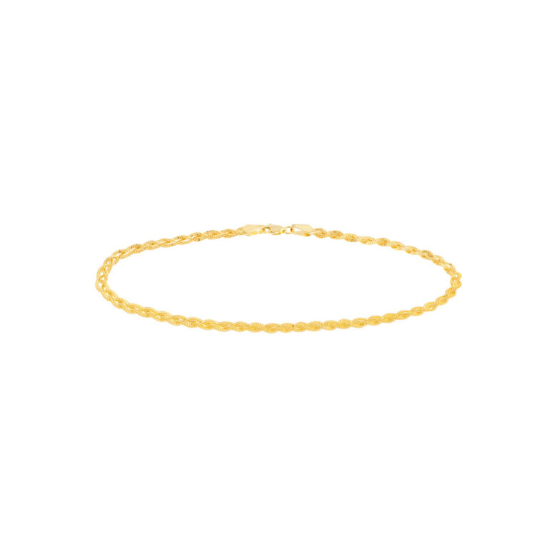 Braided Foxtail Chain Anklet - 14K Yellow Gold 10-Inch - by Dazyle