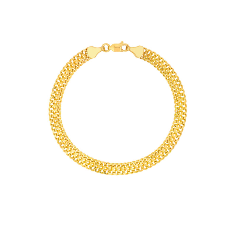 5.9mm Hollow D/C Curb Chain Bracelet - 14K Yellow Gold 7.5 Inch - by Dazyle